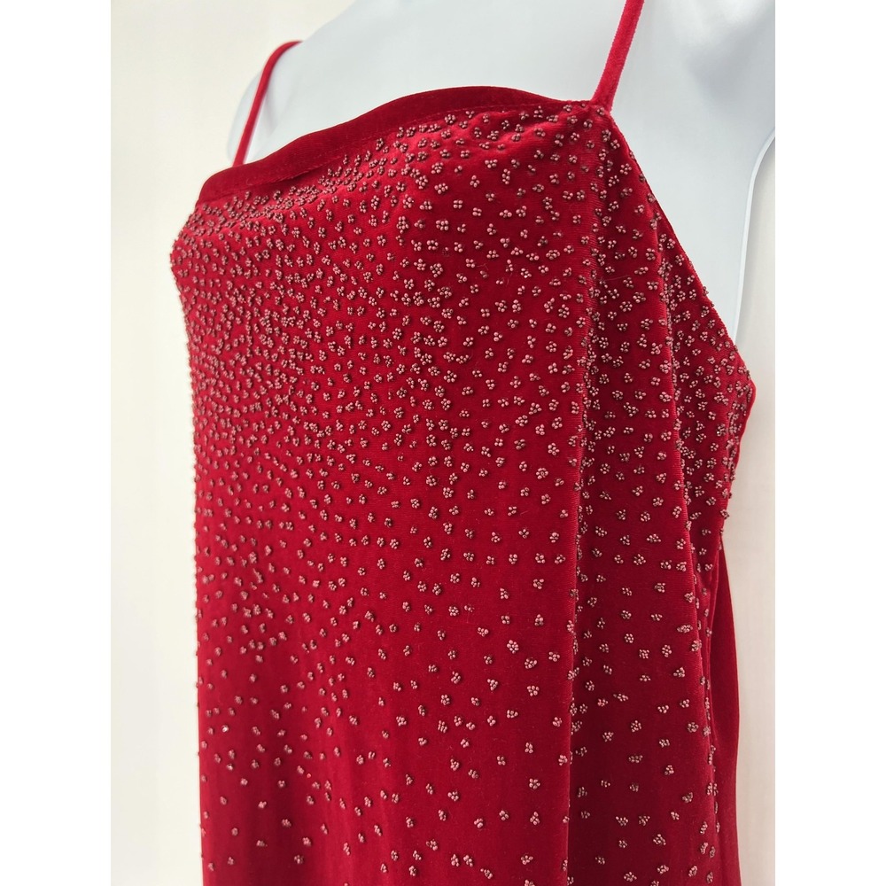 Vtg City Triangles Velvet Slip Maxi Dress Large Embellished 90s Y2K Hoco Holiday
